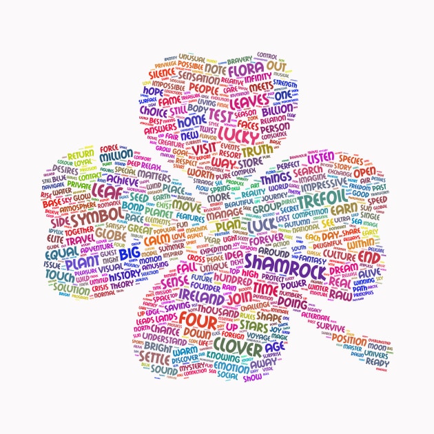 Shamrock Leaf Silhouette Shape Text Word Cloud by Cubebox