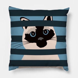 Cute Siamese cat blue eyes Pillow