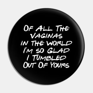 of All The Vaginas in the world I'm so Glad I Tumbled Out Of Yours Pin