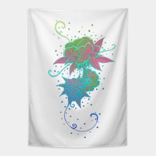 Abstract Neon Rose Tattoo Tapestry