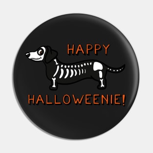 Happy Halloweenie Dachshund Skeleton Pin