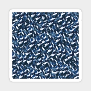 Dark Blue Minimal Abstract Collage Mosaic. Magnet