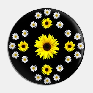 Yellow sunflowers with daisies, floral pattern Pin