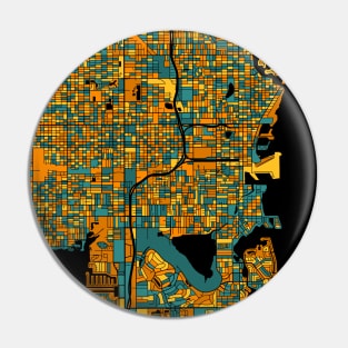 St. Petersburg Map Pattern in Orange & Teal Pin