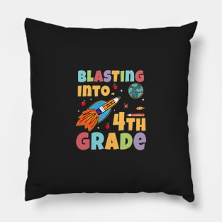 Blasting Into 4th Grade Rocket Ship Back To School Cute Pillow