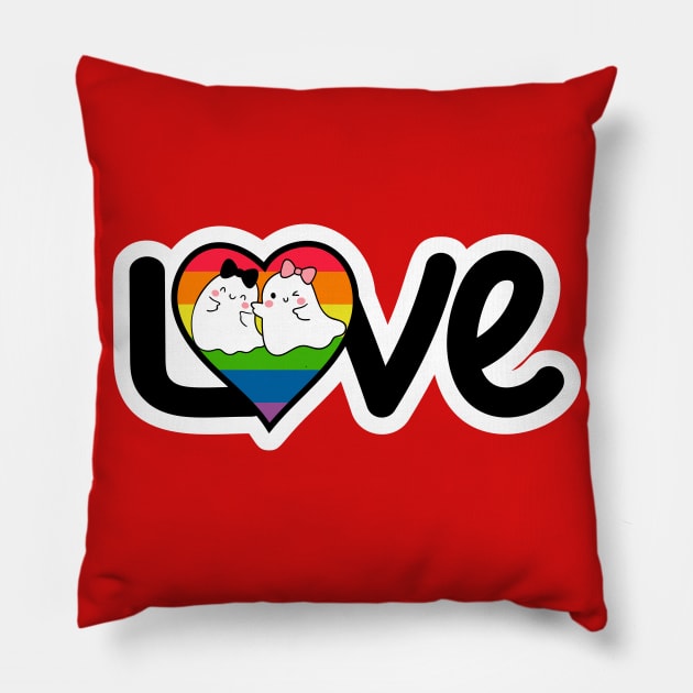 Ghostie Diversity Rainbow Love Pillow by TheMavenMedium