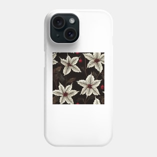 Vintage Florals Christmas Poinsettia Watercolor Phone Case