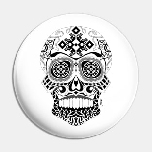mexican skull in death with a smile ecopop Pin