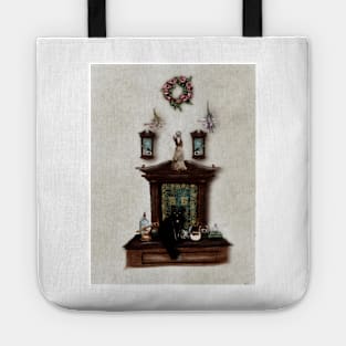 Gothic Watercolor Witches Alter With a Black Cat Familiar Dark Academia Aesthetic Tote