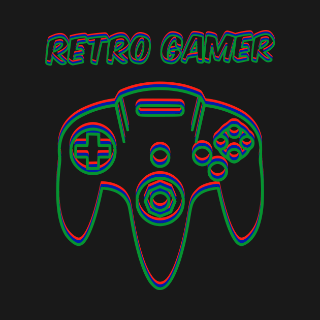 Retro Gamer N64 controller gamepad neon by kadaga