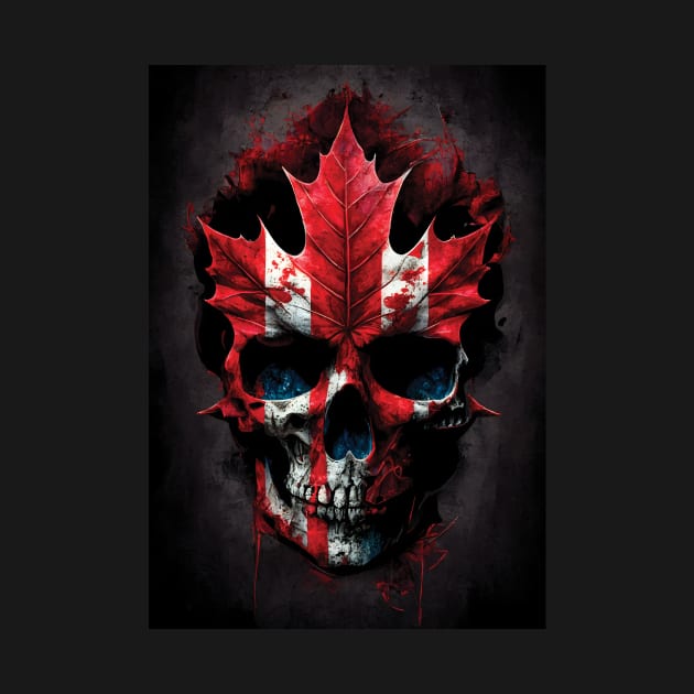 Canadian Flag Skull | Canada Maple Leaf Skull | Canada Day Art | Patriotic Paintings | Freedom | Proud Canadian by GloomCraft