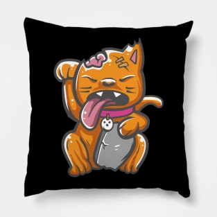 Zombie cat bring headstone Pillow