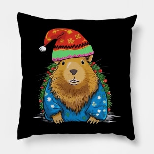 Capybara Christmas Pillow