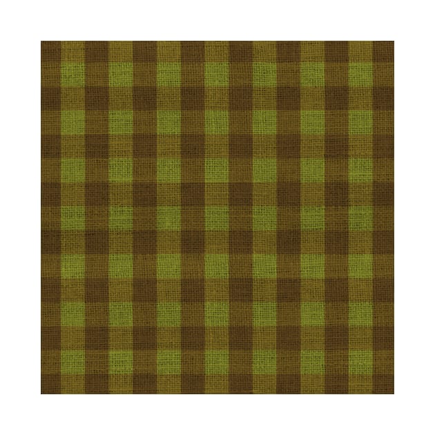 Winter Brown and Green Checkerboard Plaid Christmas Burlap Cloth by podartist