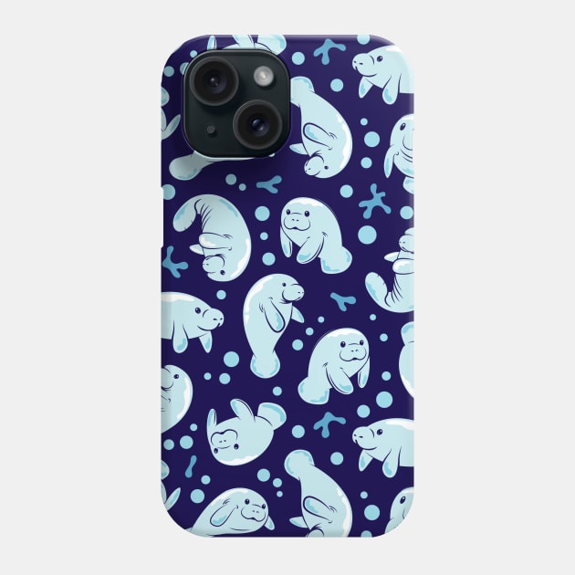 Cute Manatee Blue Pattern Phone Case by bangtees