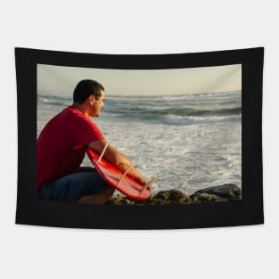 Surfer watching the waves Tapestry