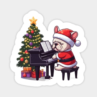 French Bulldog Playing Piano Christmas Magnet