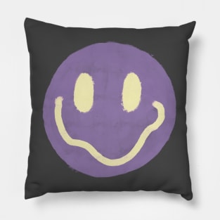 Purple and Yellow Smiley Face Pillow