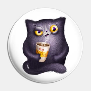 Angry cat with coffe cup Pin