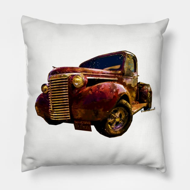 39 Chevy Pickup Maroon'd Pillow by vivachas