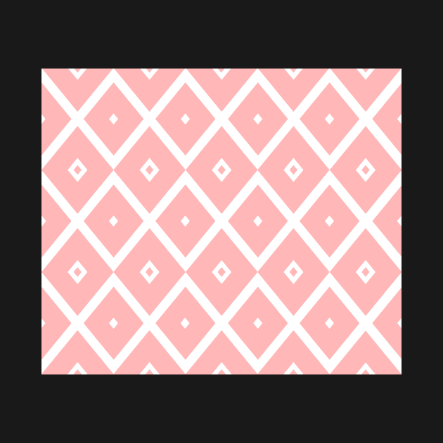 Abstract geometric pattern - pink and white. by kerens
