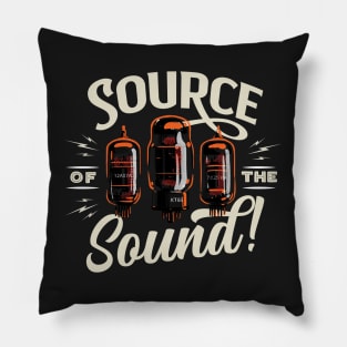 Retro typographic emblem for tube amplifiers black shirt version Pillow