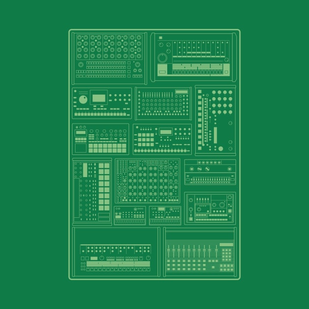 Electronic Musician Drum Machines Synth Collection Green by Atomic Malibu