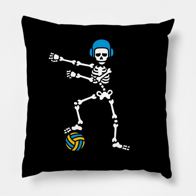 Water polo FLOSS FLOSSING skeleton Halloween Pillow by LaundryFactory