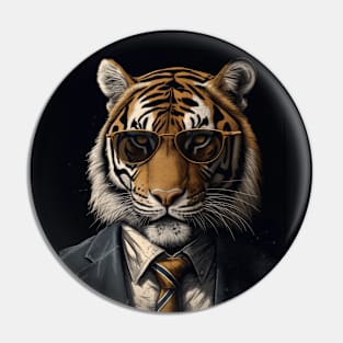 Tiger Wearing A Suit And Tie With Sunglasses Pin