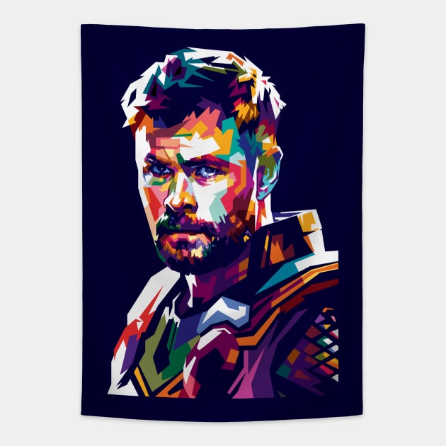 Chris Hemsworth Pop Art Tapestry by RJWLTG