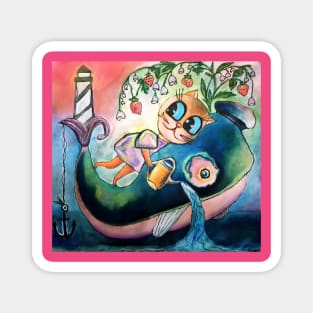 Whimsical Aquarius Kittie Magnet