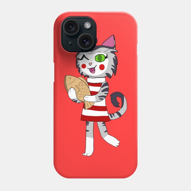 Chibi Cat w/ Taiyaki cake 1 Phone Case by VixenwithStripes