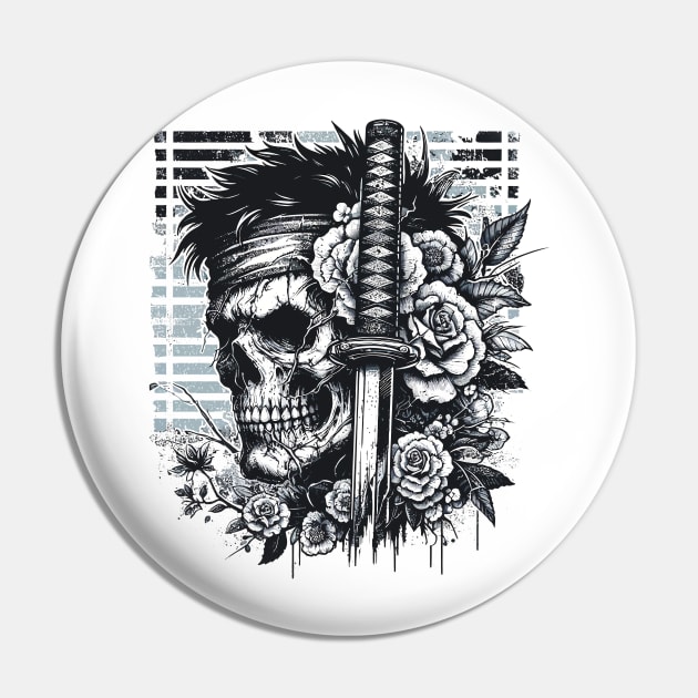 Sworded Blossom Skull Pin by aswIDN