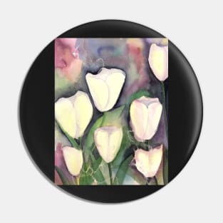 White Tulips at Night Pin