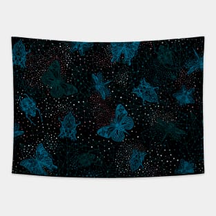 Blue Galactic Bugs Tapestry