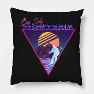 Retro Vaporwave Ski Mountain | Big Sky Montana | Shirts, Stickers, and More! Pillow