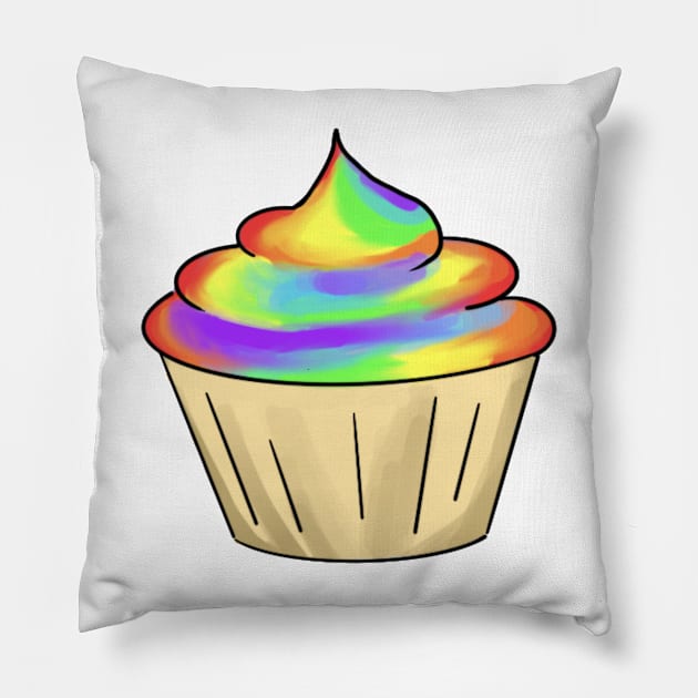 vanilla rainbow cupcake Pillow by xaxuokxenx