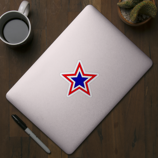 red white and blue star - Red White And Blue Star - Sticker