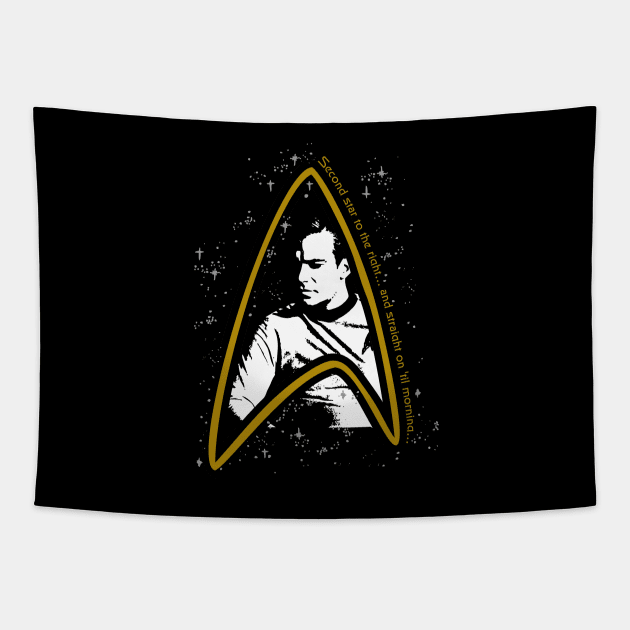 Star Trek TOS Kirk: 2nd Star to the Right Tee Tapestry by PONYGURL