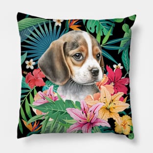 Tropical Beagle Puppy 3 Pillow