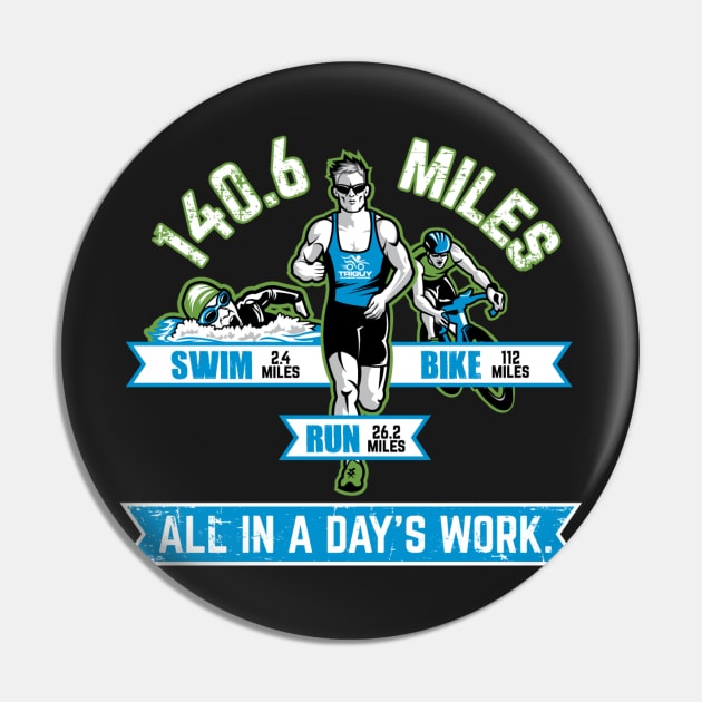 “All In A Days Work” – Long Distance Triathlon Cotton T-Shirt Pin by aircrewsupplyco