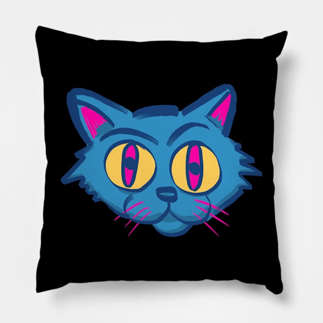 Gato azul Pillow by Chus