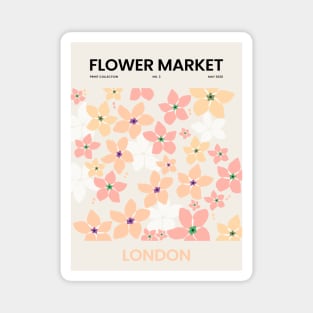 Flower Market London Orange Pink White Design Magnet