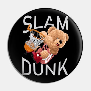 teddy bear cartoon playing basketball Pin