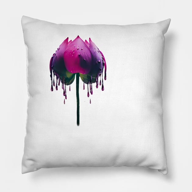 Colour Dripping Lotus flower Pillow by Spaceboyishere