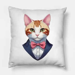 Fancy Cat with Bowtie no.2 Pillow