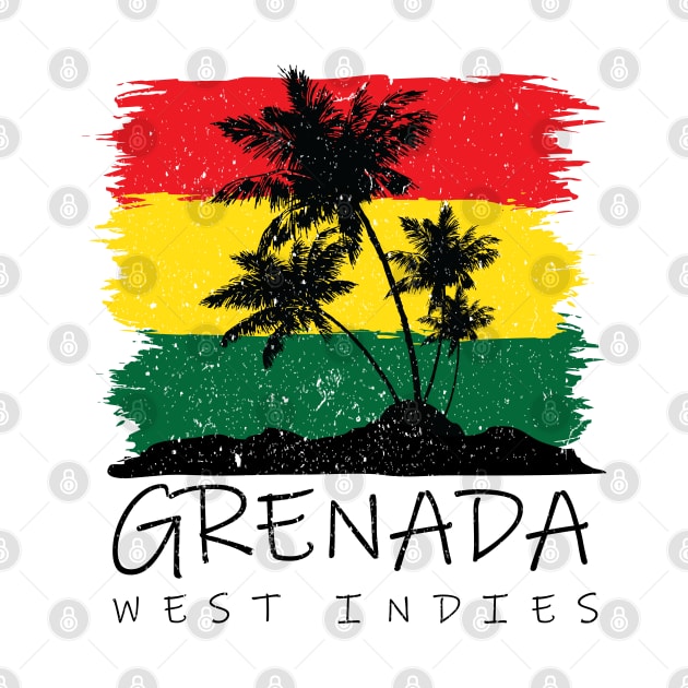 Grenada National Colors with Palm Silhouette by IslandConcepts