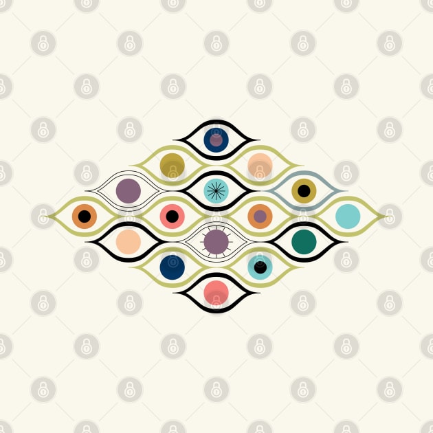 All Eyes Are On You - colourful abstract eyes on cream by misentangled