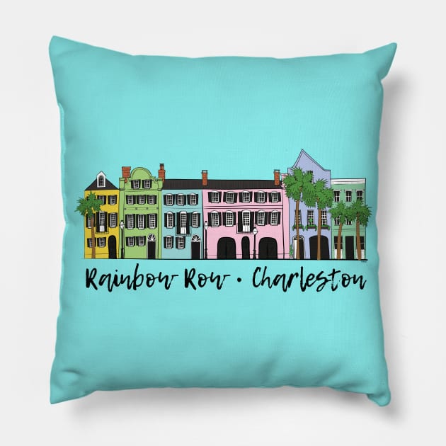 Rainbow Row Pillow by mcillustrator