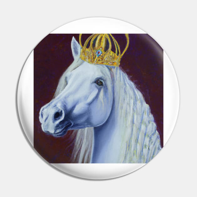 A white Horse Wearing a crown Pin by tearsforlu